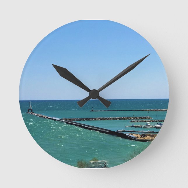 Lake Michigan, Port Washington, WI Round Clock (Front)