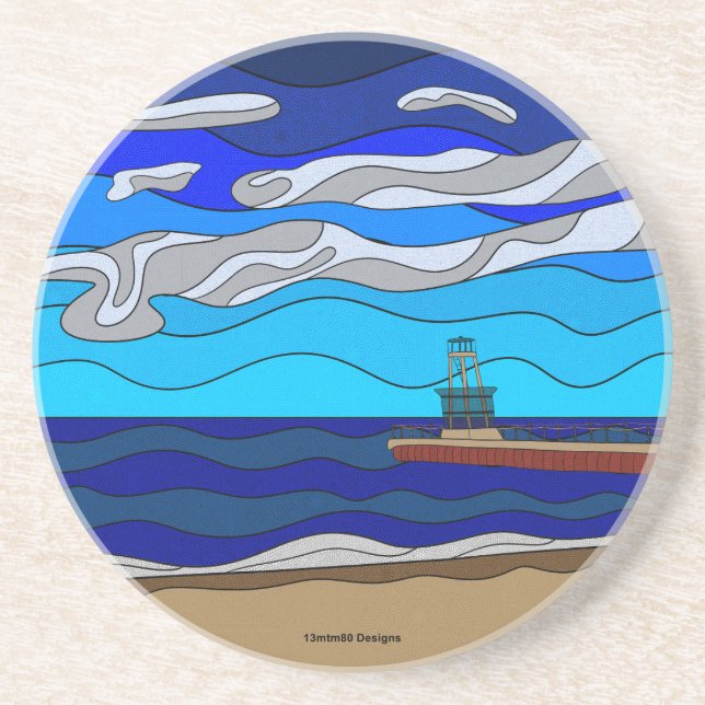 Lake Michigan - Sandstone Coaster (Front)
