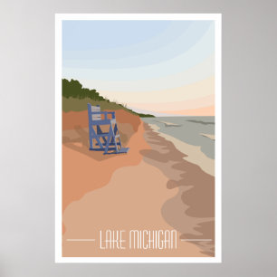 Lake Michigan Shoreline Poster, 24"x36" Poster