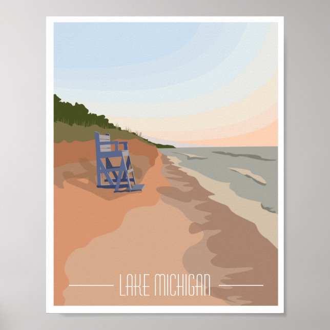 Lake Michigan Shoreline Poster, 8"x10" Poster (Front)