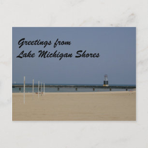 Lake Michigan Shores Beacon Light Postcard