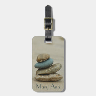 Lake Michigan Stacked Beach Rocks Luggage Tag