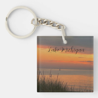 Lake Michigan Sunset Adventure Photo Keychain