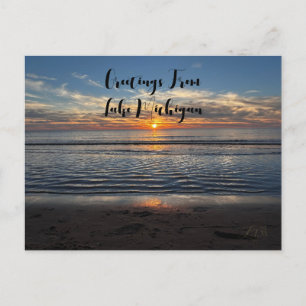 Lake Michigan Sunset Greetings Postcard