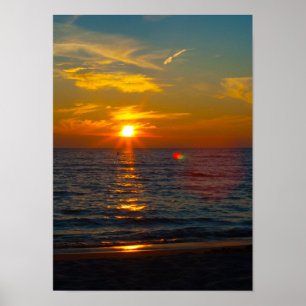 Lake Michigan Sunset, Ludington, Michigan Poster