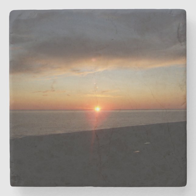 Lake Michigan Sunset Stone Coaster (Front)