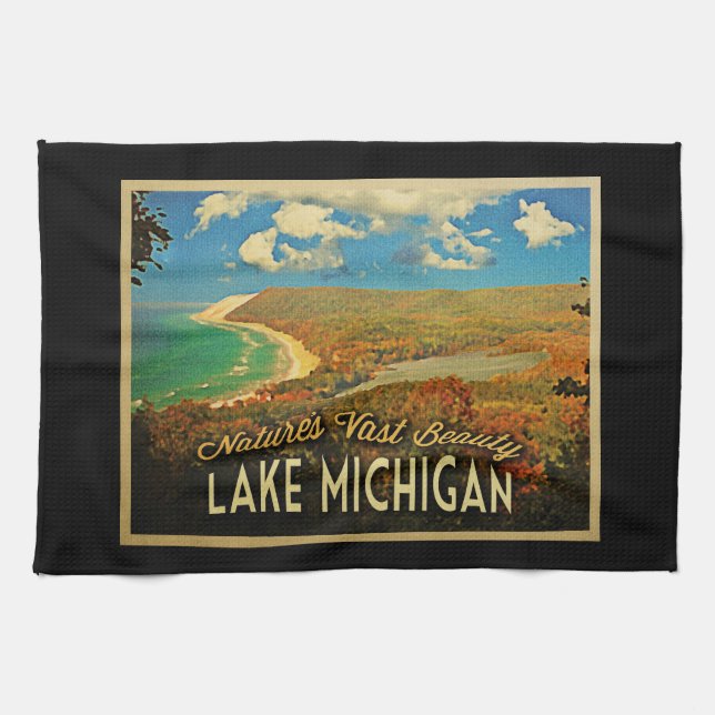 Lake Michigan Vintage Tea Towel (Horizontal)