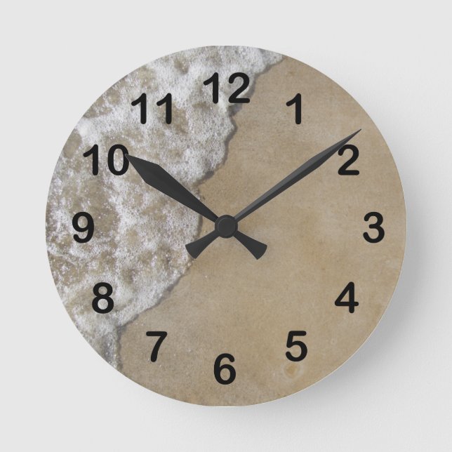 Lake Michigan Wave on Beach Round Clock (Front)