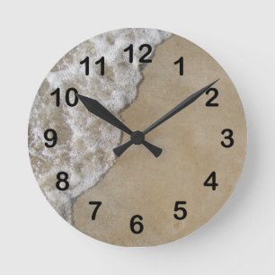 Lake Michigan Wave on Beach Round Clock