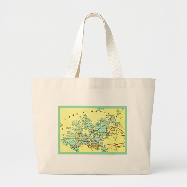 Lake Minnetonka Map Large Tote Bag (Front)
