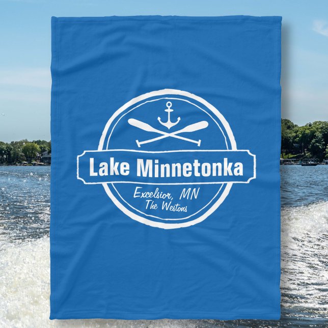 Lake Minnetonka Minnesota anchor town and name Fleece Blanket (Creator Uploaded)