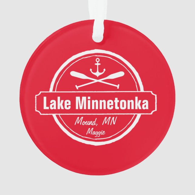 Lake Minnetonka Minnesota anchor town and name Ornament (Back)