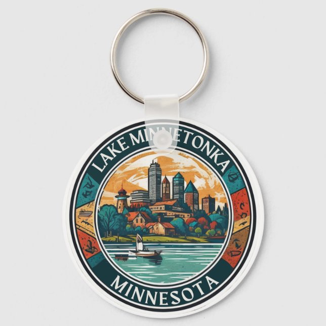  Lake Minnetonka, Minnesota fishing and boating Key Ring (Front)