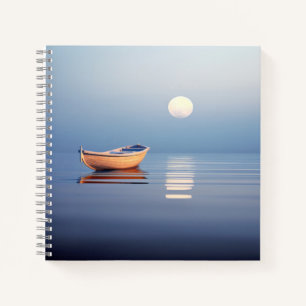 Lake Mist Moon Light Tranquil Peaceful Notebook