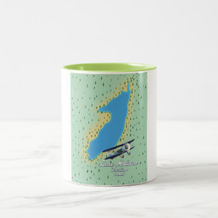 Lake Molveno Italy lake map Two-Tone Coffee Mug