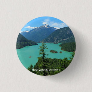 Lake Mountain Scenery in North Cascades Washington 3 Cm Round Badge