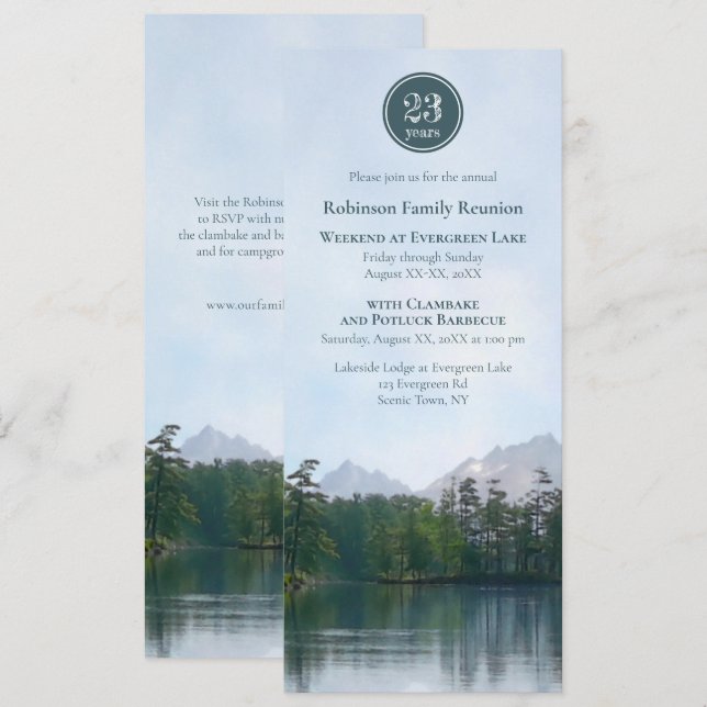 Lake Mountains Family Reunion Camping Jamboree Invitation (Front/Back)