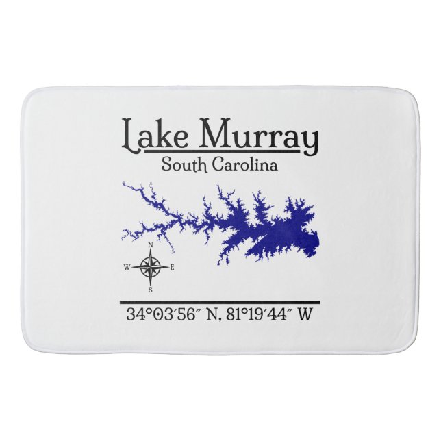 Lake Murray South Carolina Map Coordinates Artwork Bath Mat (Front)