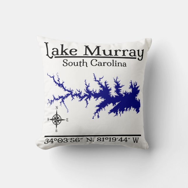 Lake Murray South Carolina Map Coordinates Artwork Cushion (Front)