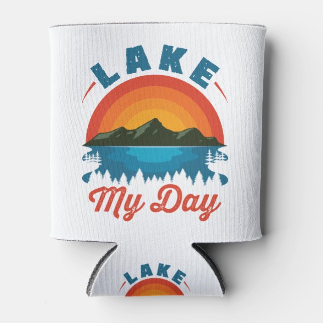 Lake My Day Fishing Camping Boating Lake Bum Can Cooler (Front)