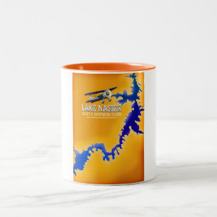 Lake Nasser Egypt and Sudan Map Two-Tone Coffee Mug