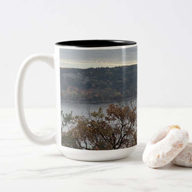 Lake Nature Two-Tone Coffee Mug (With Donut)