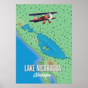 Lake Nicaragua,Nicaragua map Poster