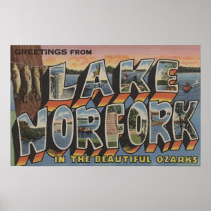 Lake Norfork, Arkansas - Large Letter Scenes Poster