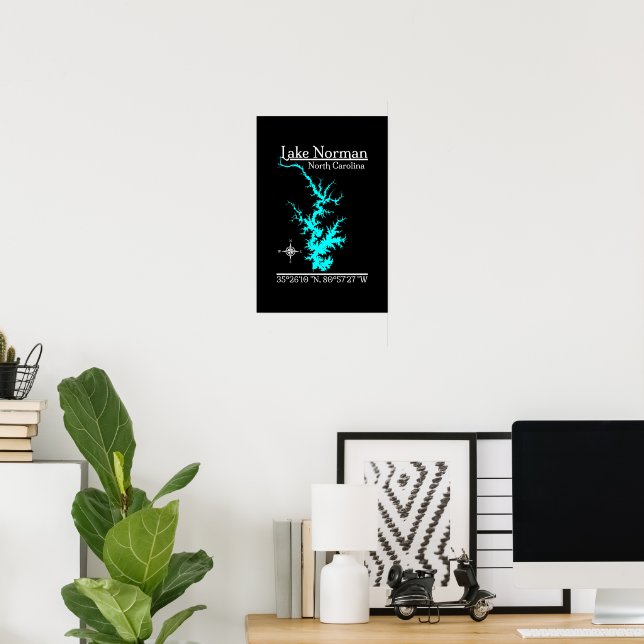 Lake Norman North Carolina Coordinates Poster (Home Office)