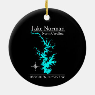 Lake Norman North Carolina Map Ceramic Ornament