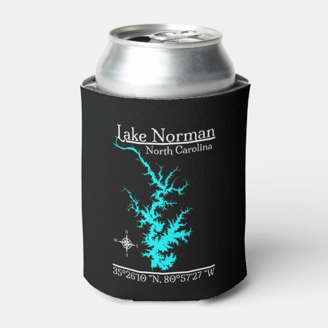Lake Norman North Carolina Map Coordinates Can Cooler (Can Front)