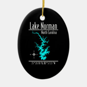 Lake Norman North Carolina Map Coordinates Ceramic Ornament