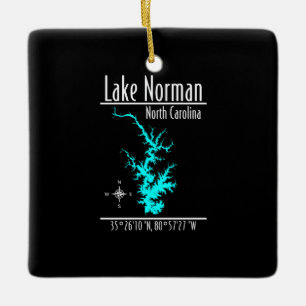 Lake Norman North Carolina Map Coordinates Ceramic Ornament