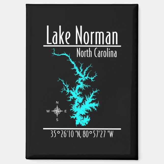 Lake Norman North Carolina Map Coordinates Magnet (Front)