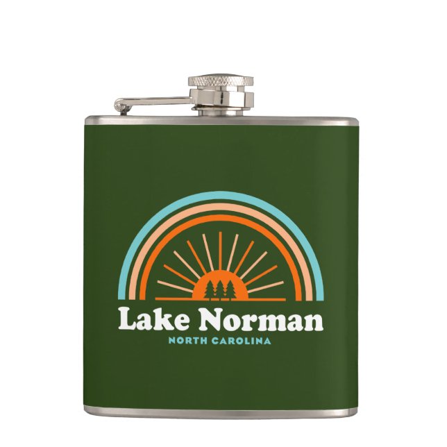 Lake Norman North Carolina Rainbow Hip Flask (Front)