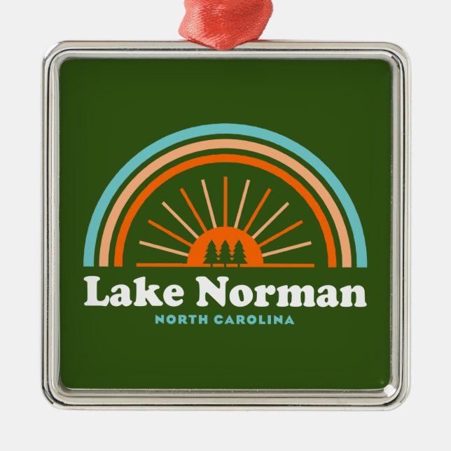 Lake Norman North Carolina Rainbow Metal Ornament (Front)