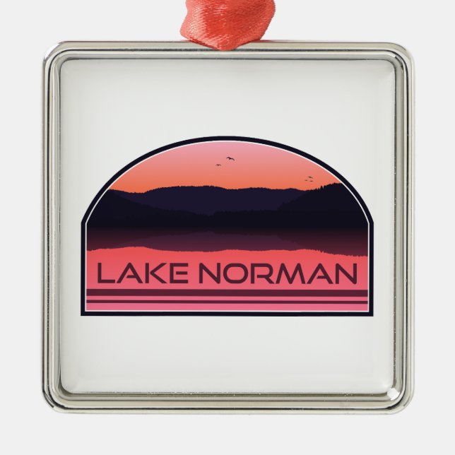 Lake Norman North Carolina Red Sunrise Metal Ornament (Front)