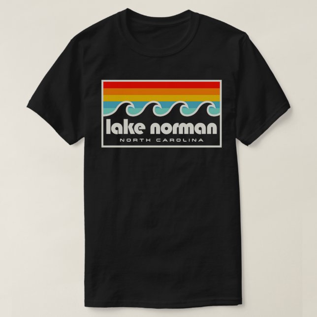 Lake Norman North olina Retro Sunset Waves T-Shirt (Design Front)