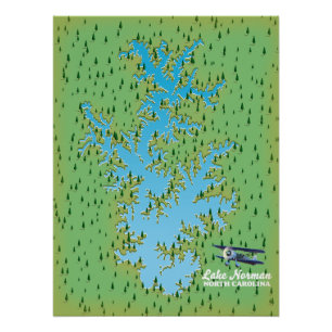 Lake Norman South Carolina retro map Poster