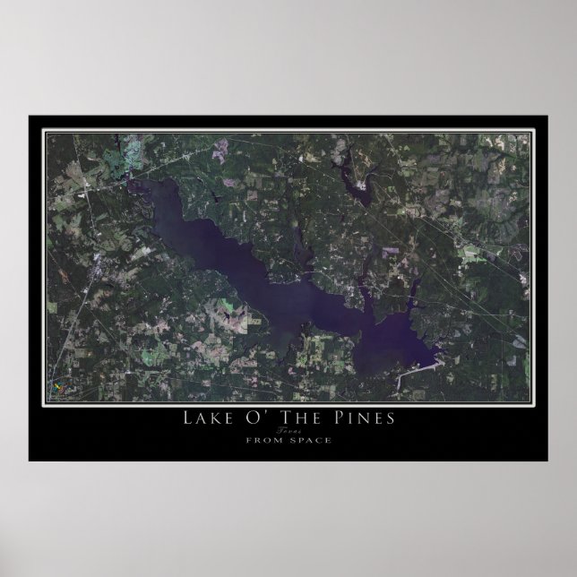 Lake O' The Pines Texas Satellite Poster Map (Front)