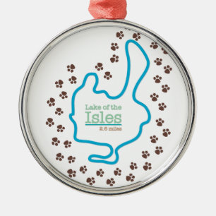 Lake of the Isles with Dog Paw Prints Metal Tree Decoration