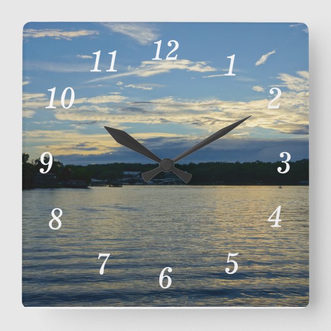Lake Of The Ozarks Blue Sunset Square Wall Clock (Front)