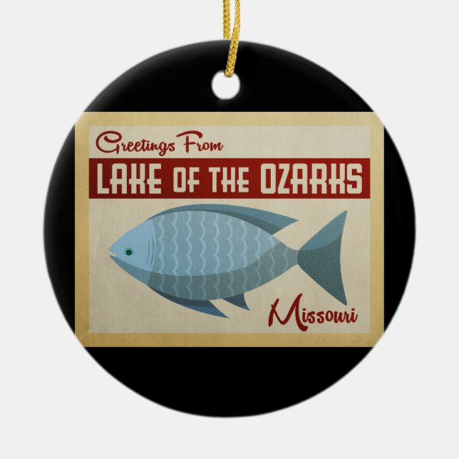 Lake of the Ozarks Fish Vintage Travel Ceramic Ornament (Front)