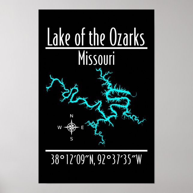 Lake of the Ozarks Missouri Coordinates Map Poster (Front)