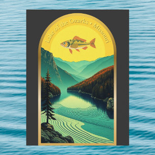 Lake of the Ozarks Missouri landscape fish retro  Postcard