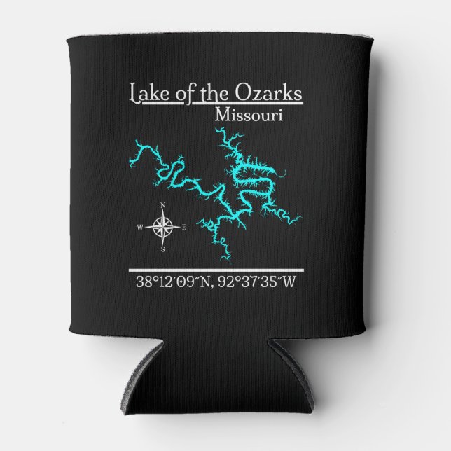 Lake of the Ozarks Missouri Map Coordinates Can Cooler (Front)