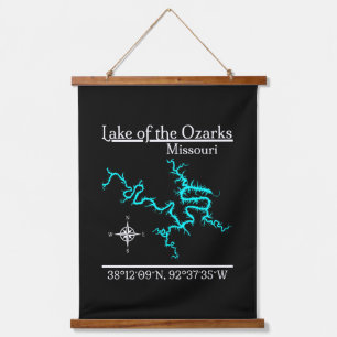 Lake of the Ozarks Missouri Map Coordinates Hanging Tapestry