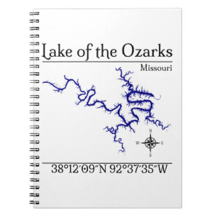 Lake of the Ozarks Missouri Map Spiral Notebook Jo