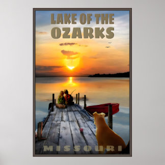 Lake of the Ozarks Missouri Travel Poster Red