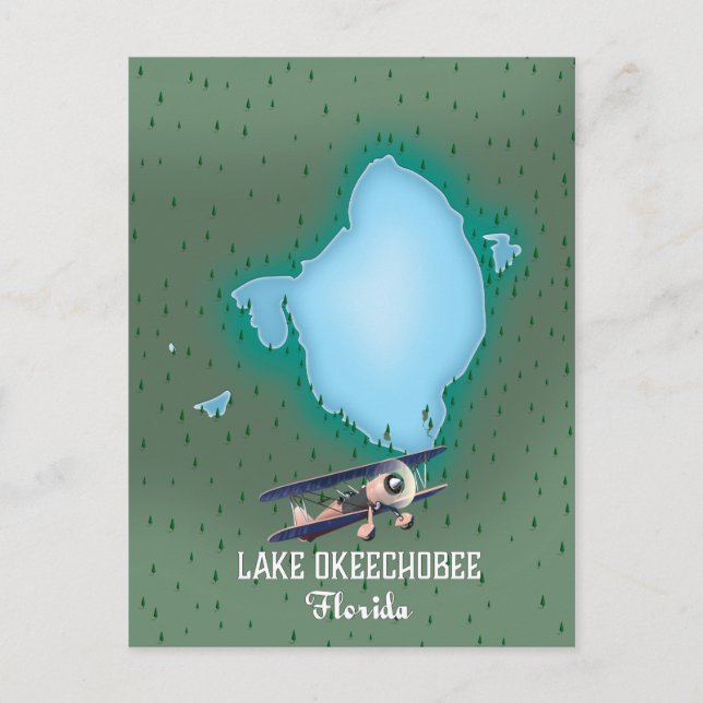 Lake Okeechobee Florida map. Postcard (Front)